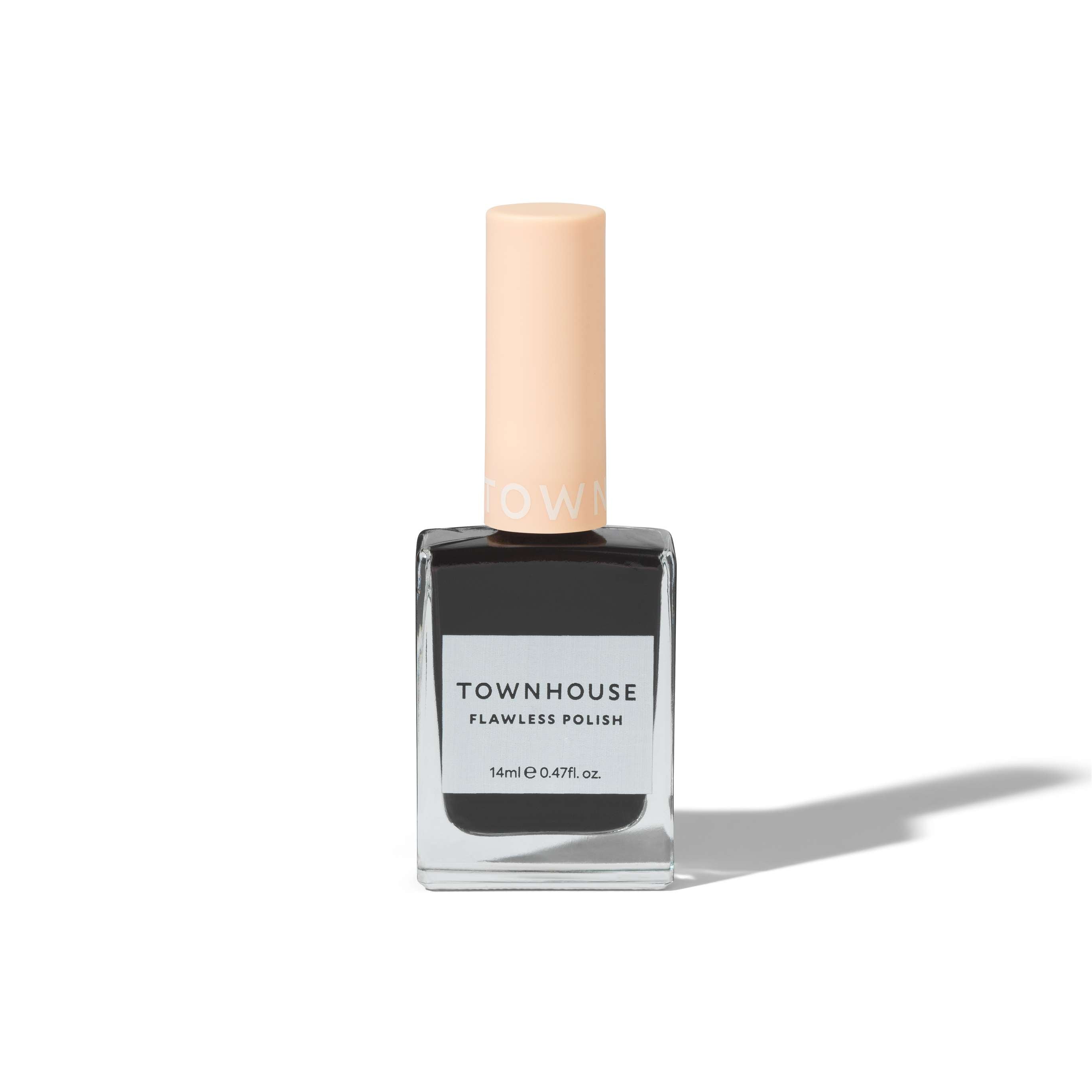 A bottle of TH - Blackberry Polish 14ml with a pale peach cap and black label, standing upright on a white background with a soft shadow.